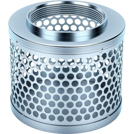 4 Pouces Filtre de Crépine D'aspiration Trou Rond, Crépine D'entrée de Pompe Eau pour Tuyau plaqué en Acier au Carbone avec Filetage Femelle NPT, Réduit Pénétration Solides (1/5)