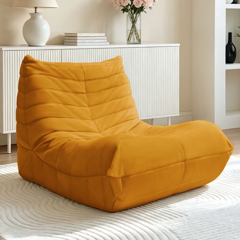 Fauteuil de sol jaune en flanelle avec design ergonomique et garnissage épais (1/5)
