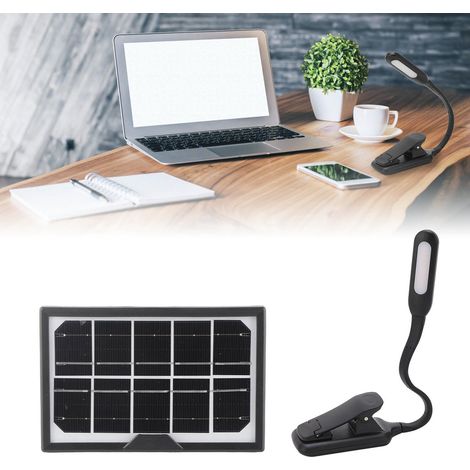 Lampe solaire portable rechargeable à pince, trois couleurs, luminosité réglable 5 V, type split (1/5)