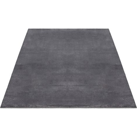 FLOORNOVO Hochflor Teppich Grau einfarbig - 110 x 60 cm - Besonders Weicher Teppich Wohnzimmer & Badezimmerteppich - Pflegeleicht - vielseitig einsetzbar im Innenbereich (1/2)