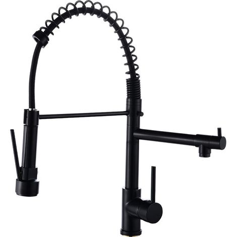 Kitchen Faucet, Spring Faucet Kitchen Mixer Tap, 360° Swivel, Cold & Hot Available, Black