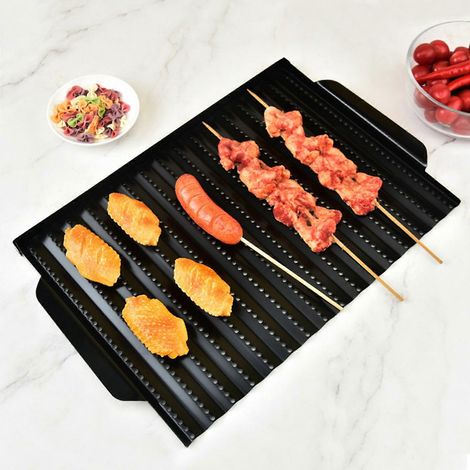 Plaque de cuisson antiadhésive pour griller légumes, poisson et crevettes. Facile à nettoyer. (1/4)