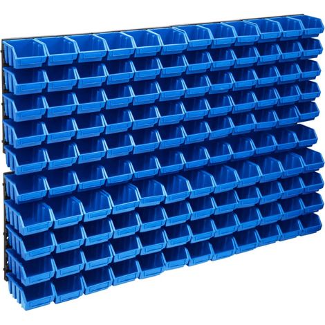 128 Piece Storage Bin Kit with Wall Panels Blue and Black vidaXL