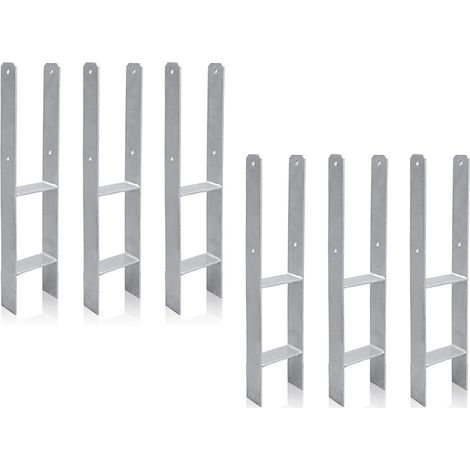 Hengda 121MM 6 Stück Pfostenträger Pfosten H-anker Feuerverzinkt Langlebig Vierkantholzpfosten für Pfosten 12x12cm