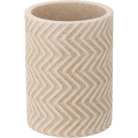 Taza de baño Sano de poliresina, color beige mate, 500 ml, con estampado en zigzag en relieve.