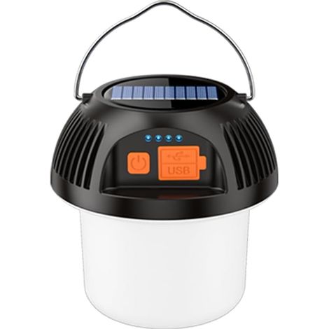 Campinglaterne, solarbetrieben, wiederaufladbar, LED-Zeltlicht, ultrahell, für Camping, tragbare, ultrahelle LED-Taschenlampe, USB-Ladegerät, elektronische Laterne für draußen (eklektisch, schwarz, 1 (1/4)