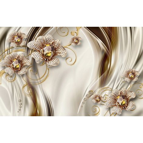 Papier peint panoramique - Fleurs 3D - 130 cm x 81 cm (1/2)