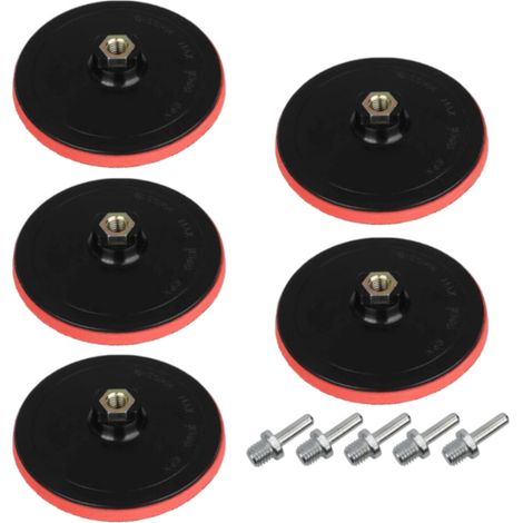 Trade-Shop Klett Haftteller / Schleifteller / Stützteller / Polierteller inkl. M14 Spanndorn Adapter für Winkelschleifer Poliermaschinen / Ø 100mm - 5 Stück