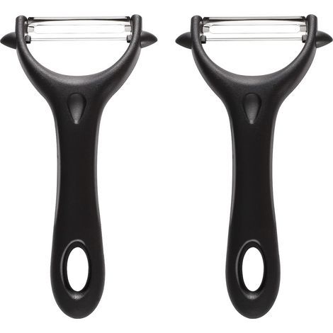 2 PCS Éplucheur, 14,5×7,5cm Éplucheur de Pommes de Terre Éplucheur de Légumes Pâtes Peeler pour Pommes de Terre Carottes Légumes Fruits (Noir) (1/5)