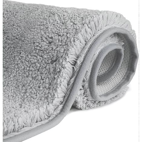 Tapis de bain antidérapant en microfibre à poils longs, tapis de sol lavable en machine avec microfibre douce et absorbante (1/4)