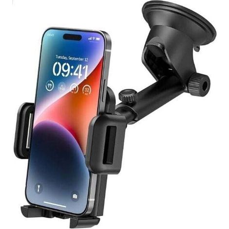 Support Telephone Voiture Ventouse,Support Téléphone Voiture pour Tableau de Bord Pare-Brise,Réglable Support et Un Bouton de libération ,Support Voiture Auto pour Smartphones et GPS 4.7-7.0 (1/4)