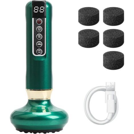 Masseur de Mise Électrique Gua Sha, Outil de Thérapie de Ventouses Rechargeable Portatif à 12 Vitesses avec Chaleur, pour le Dos, Soulagement de la Douleur, Désintoxication du Corps (1/5)