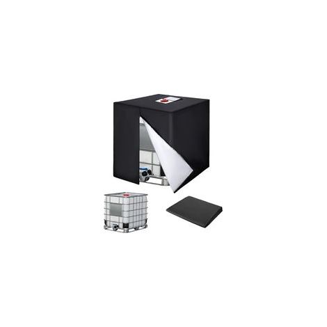 Housse de protection pour conteneur IBC de 1000 L – Housse en polyester 210D résistante aux UV et à la poussière, avec fermeture éclair, dimensions 120 × 100 × 116 cm, couleur noire (1/5)