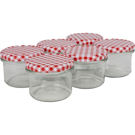 Einmachgläser 6er-Set 235ml Marmeladengläser Vorratsglas Schraubdeckel kariert