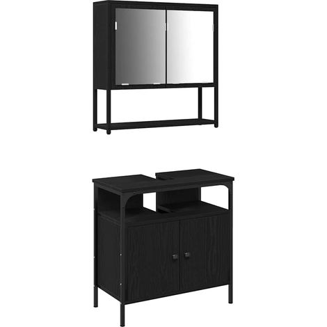 Maison Exclusive - Badezimmermöbel-Set mit Regal 2 pcs Schwarz Ho