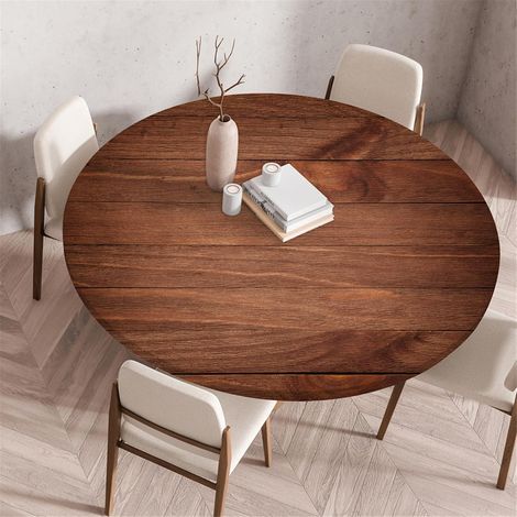 Abwaschbare Tischdecke rund 150cm, wasserdicht, elastisch, Holzmaserung