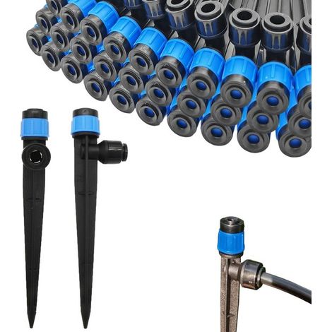 30 Tropfbewässerungsdüsen Schnellanschluss an 1/4" Rohr Verstellbare 360° Tropfer an 5,5" Erdspießen Gartenbewässerungssystem (1/5)