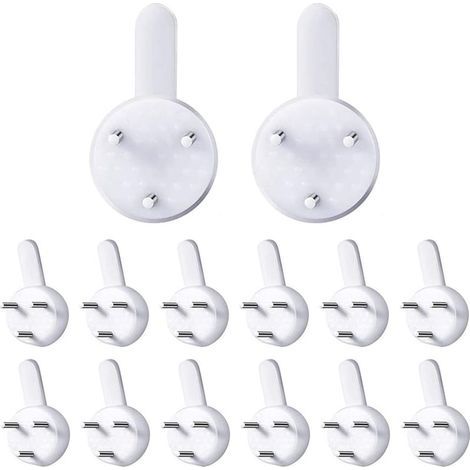 Lot de 36 crochets muraux en plastique sans traces, crochets non marquants, crochets muraux invisibles en béton dur, crochets sans traces, kit de suspension pour cadres photo Blanc (taille S) (1/5)
