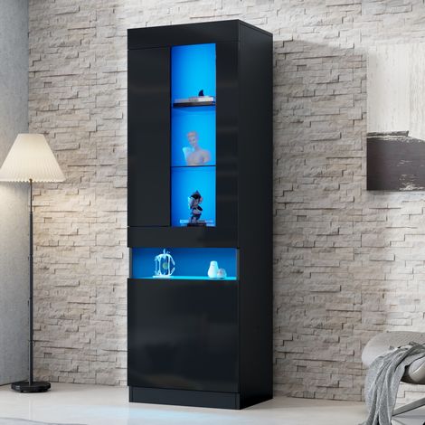Vitrina mueble con LED y almacenaje 50x40x180 cm OKMYHOME (1/5)