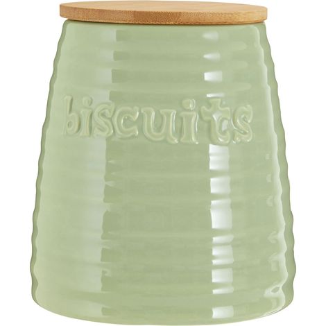 Interiors By Premier Chic Design Green Dolomite Biscuit Canister, Stylish Canister, Durable Canister For Storing Ingredients