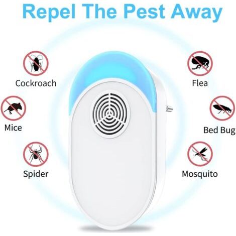 Anti Moustique Ultrason Prise, Ultrason Souris Mouche 2 Paquets, Appareil Repulsif Souris Efficace pour Repousser Les Rats, Les araignées, Les moustiques, Les Souris, Les cafards (1/5)