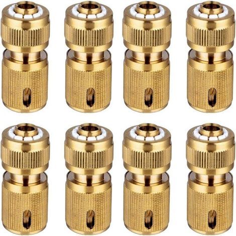 Adaptateur Tuyau Arrosage - Raccord Rapide Laiton 1/2 Pouces - Pour Jardinage et Lavage Voiture - Lot de 8 (1/5)