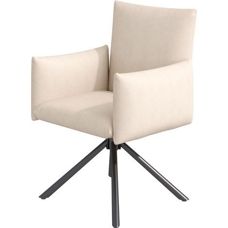Ensemble de 2 chaises de salle à manger pivotantes 360° en velours beige avec pieds en métal (1/5)