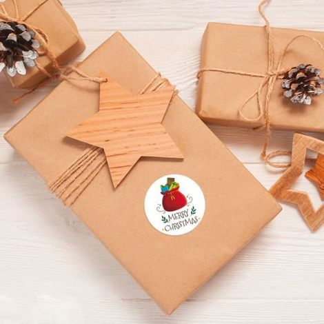 Autocollants ronds - Non spécifié - Joyeux Noël - Décoration pour enfants - Papier rouge - 1 po (1/3)