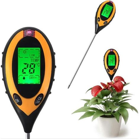 Digitales 4-in-1-Hygrometer für Pflanzen – Misst pH-Wert, Bodenfeuchtigkeit, Temperatur und Licht – Praktisch und präzise für die Gartenarbeit im Innen- und Außenbereich