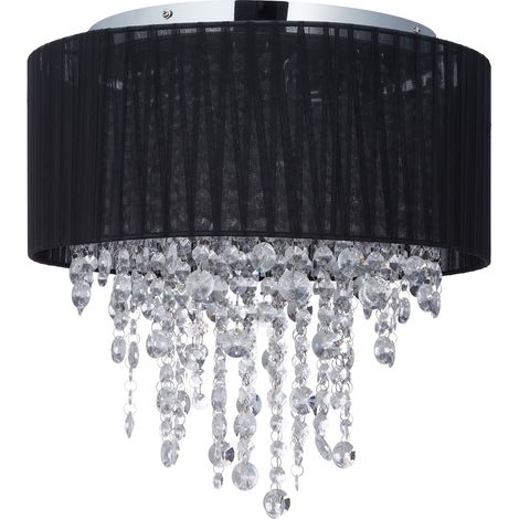 Plafoniera vintage decorativa soggiorno camera da letto paralume 50 x 50 x 15 cm in organza nera 130011051