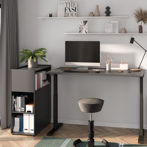 Büromöbel Set 2-teilig MEMPHIS-01 mit Schreibtisch 120x80cm in graphit (1/5)