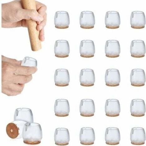 Lot de 32 protège-pieds de chaise, protège-pieds de chaise en silicone, couvre-pieds de chaise avec patins en feutre, protège-pieds de chaise en silicone pour éviter de rayer les sols. (1/4)