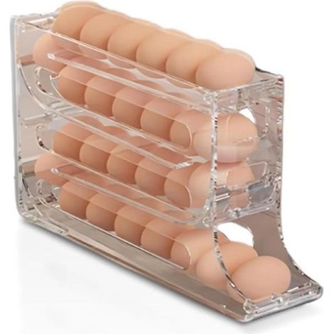 Distributeur d\'œufs pour réfrigérateur - Transparent - Rangement œufs frigo - 4 niveaux (1/4)