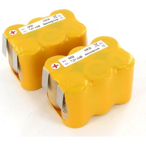 Exalium Premium – Batteries rechargeables NiCd 2 x 7.2V 3Ah – AP25 – Tension totale 14.4V – Cosses à souder pour attacheur Pellenc P80