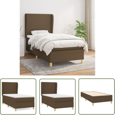 The Living Store Sommier à lattes de lit avec matelas Marron foncé 100x200 cm - Lit Double - Lit Tapissier - Literie - Chambre À Coucher - Meubles De Chambre (1/5)