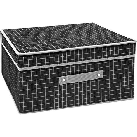 Boîte d'économie d'espace Rigide Pliable Boîte de Rangement de Vêtements Noir - 30x28x15 cm