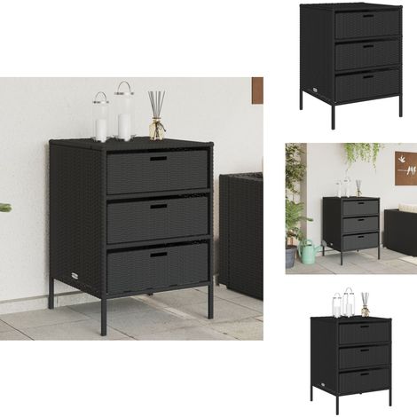 Armoire de rangement de jardin noir 55x59x80 cm résine tressée - Coffre De Jardin - Rangements Exterieur - Mobilier De Jardin - Armoire De Jardin - Coffre De Rangement (1/5)