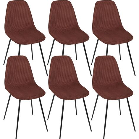 Lot de 6 chaises en velours côtelé coloris terracotta - AMORY (1/5)