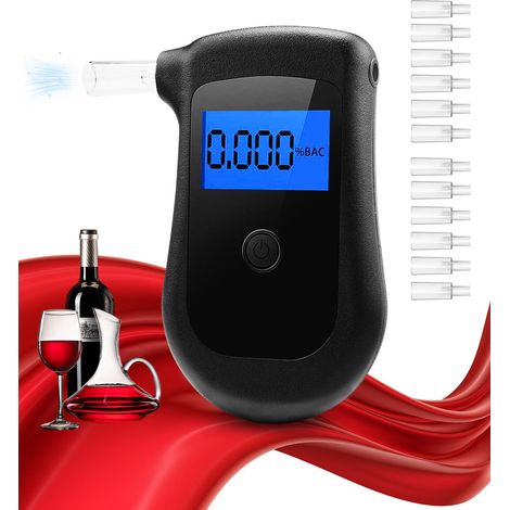 Etilometro elettronico preciso con 15 bocchini, etilometro digitale LCD blu, tester alcolico approvato, kit per test alcol per casa, viaggio, auto, feste - Precisione professionale
