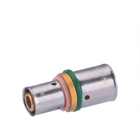 Noyon & Thiebault – Raccord à sertir pour tube PER Ø16 – Ø12 – Laiton avec bague inox imperdable – Installation rapide et étanchéité parfaite (1/5)