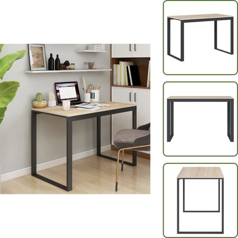 Computertisch Schwarz und Eiche-Optik 110x60x73cm Holzwerkstoff - PC-Tisch - Schreibtisch - Homeoffice - Arbeitsplatz - Modern (1/5)