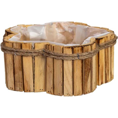 Cesto con forma de flor de madera 21x21x9h cm (1/5)