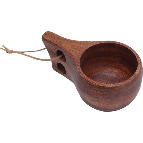 Tasse à thé en bois sculptée à la main, style portable, idéale pour la maison, le restaurant et le camping (4 pièces). (1/5)