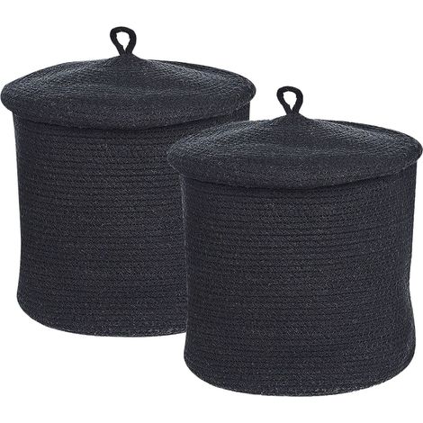 Aufbewahrungskorb 2er Set SILOPI Baumwolle Schwarz
