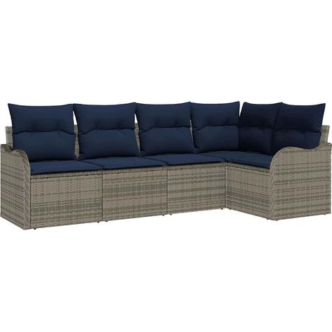 Garden Sofa Set Grey Poly Rattan vidaXL (1/5)