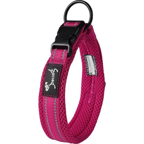Collier Chien, Réfléchissant, Réglable, Rembourré (Rose Fuchsia XS) (1/5)