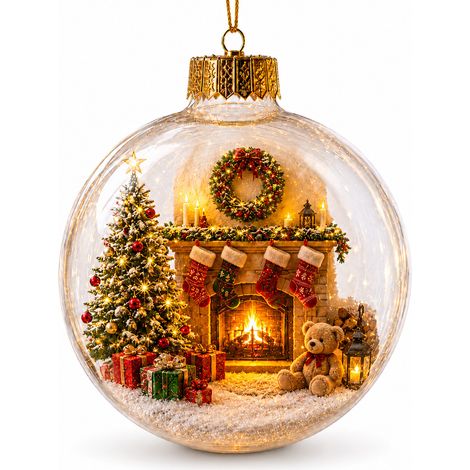 Boule à neige lumineuse en acrylique transparent, décoration de Noël à suspendre au sapin, avec un adorable corgi en dessin animé. (1/5)