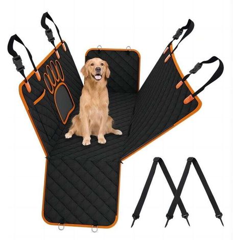 Autositzbezug für Hunde, Rücksitz, rutschfest und wasserdicht, verbessertes Material mit Sichtfenster, universeller Kofferraumschutz, 137 x 147 cm, Schwarz