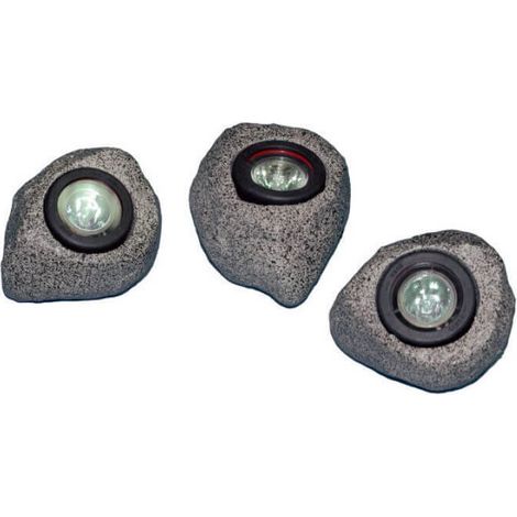 Set 3 Faretti per Laghetti da Giardino a LED 10W Incassati in Rocce Artificiali (1/3)