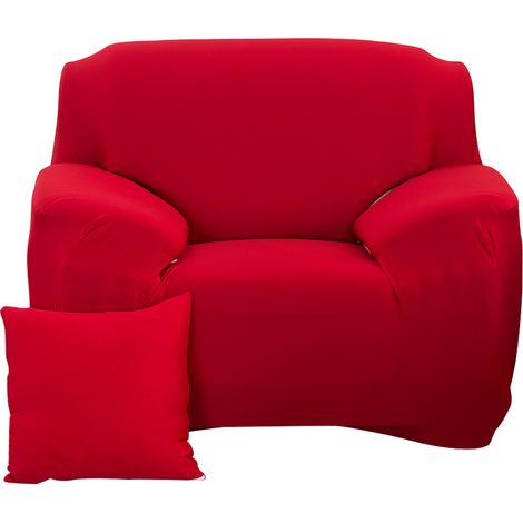 Housse de canapé extensible imperméable rouge en polyester et polyuréthane pour fauteuil protection anti-taches et poussière (1/5)
